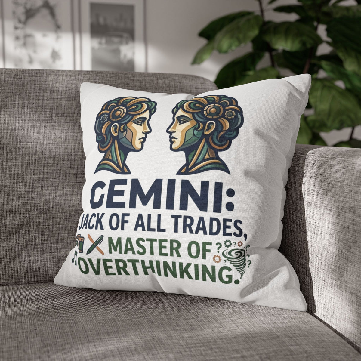 Gemini Pillowcase – "Jack of All Trades, Master of Overthinking" Astrology Throw Pillow