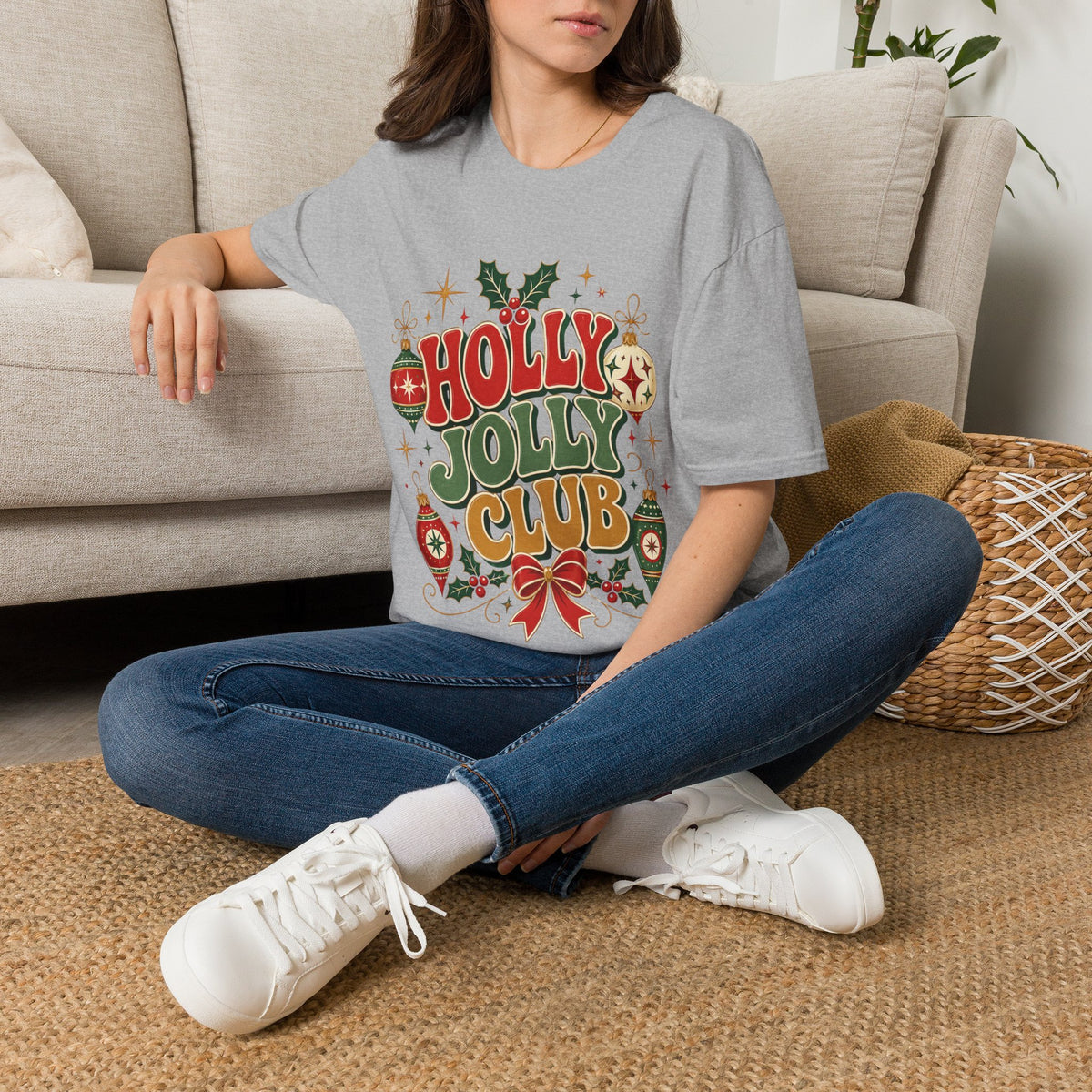 Holly Jolly Club Christmas T-Shirt — Retro Holiday Ornament Tee