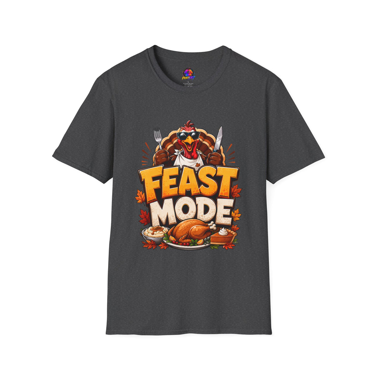 Thanksgiving T-Shirt Feast Mode T-Shirt — Funny Thanksgiving Turkey Graphic Tee