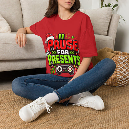 T-Shirt — "Pause for Presents" Christmas Gamer Tee