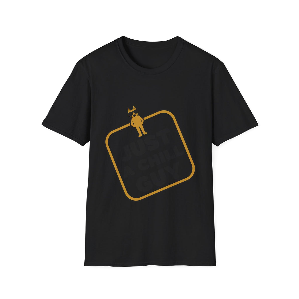 Just A Chill Guy Gold Block Badge T-Shirt - Viral Meme Mascot Tee - Trending Now - September 2026