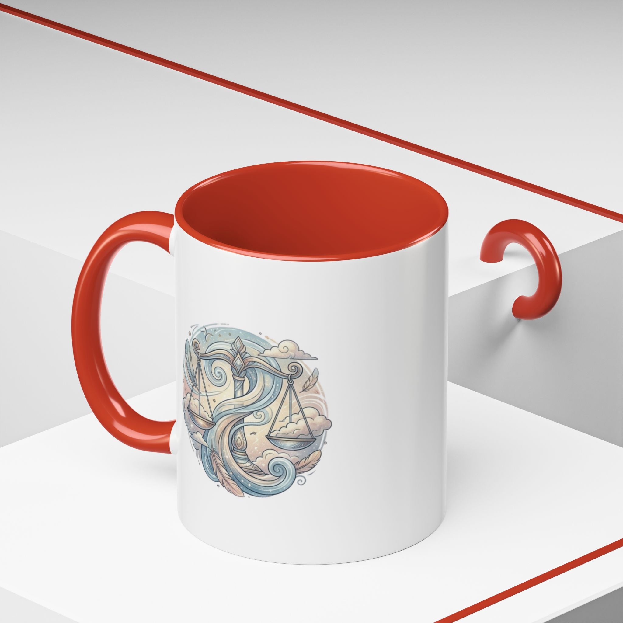 Libra Zodiac Coffee Mug — Balance Scales Astrological Accent Mug