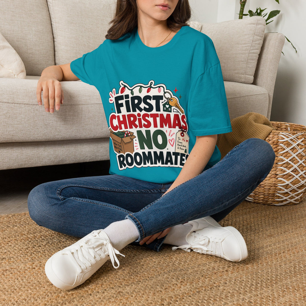 First Christmas No Roommates T-Shirt — Funny Holiday New Home Tee