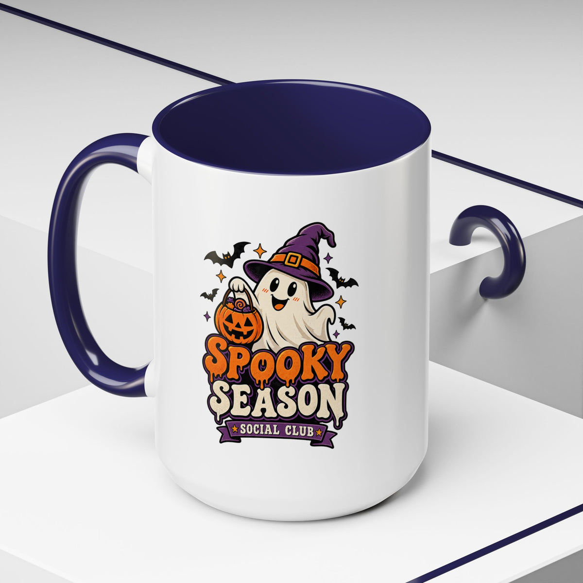 Spooky Season Coffee Mug — Cute Ghost Halloween Accent Mug (11/15oz)