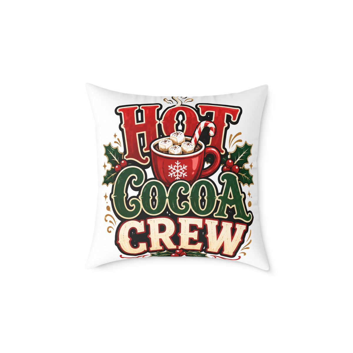 Christmas Hot Cocoa Crew Throw Pillow — Christmas Holiday Decorative Cushion