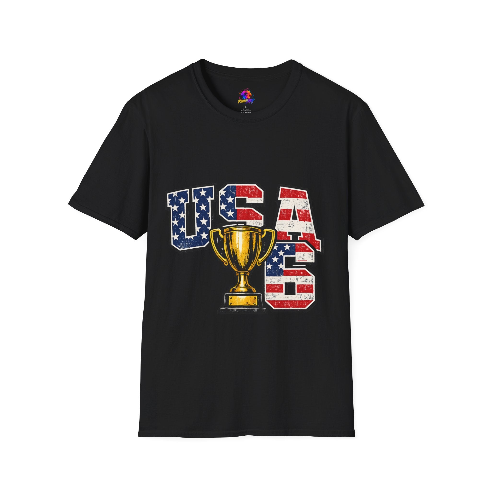 USA Trophy T-Shirt — Patriotic American Flag Graphic Tee