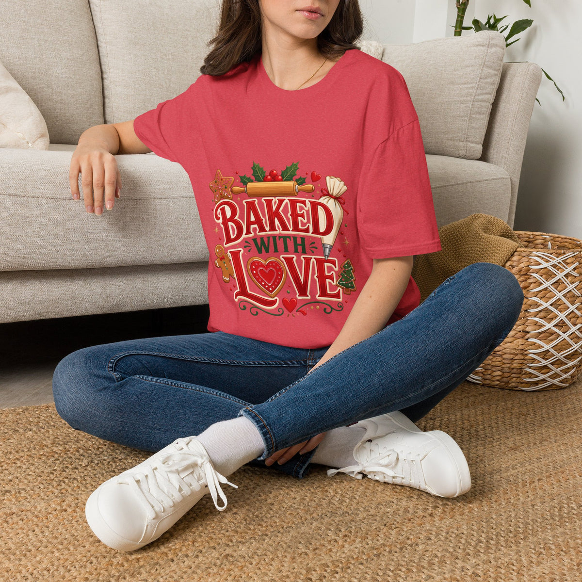 Baked With Love T-Shirt — Holiday Baking Christmas Cookie Chef Tee