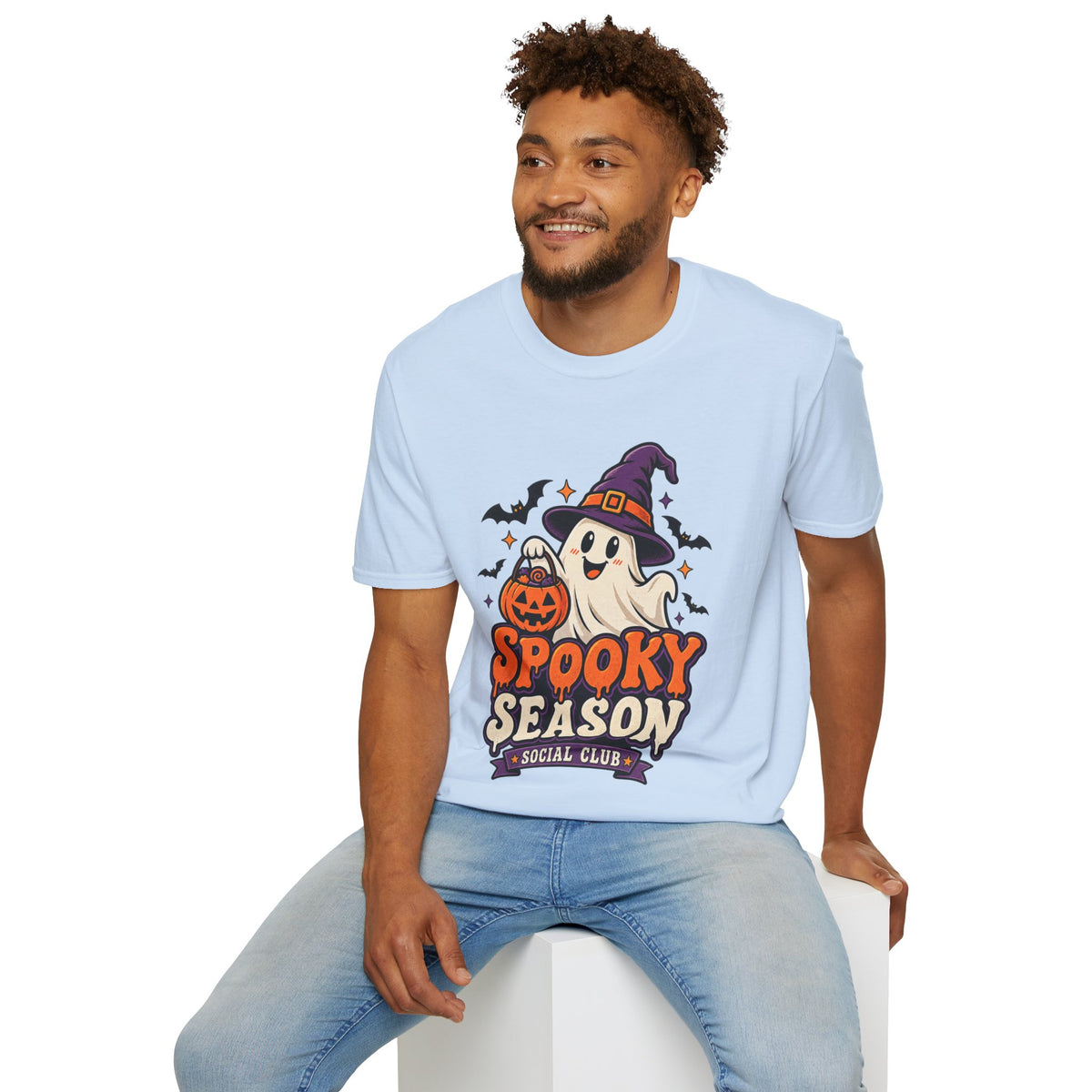 Spooky Season T-Shirt — Cute Ghost Halloween Tee ("Spooky Season Social Club")