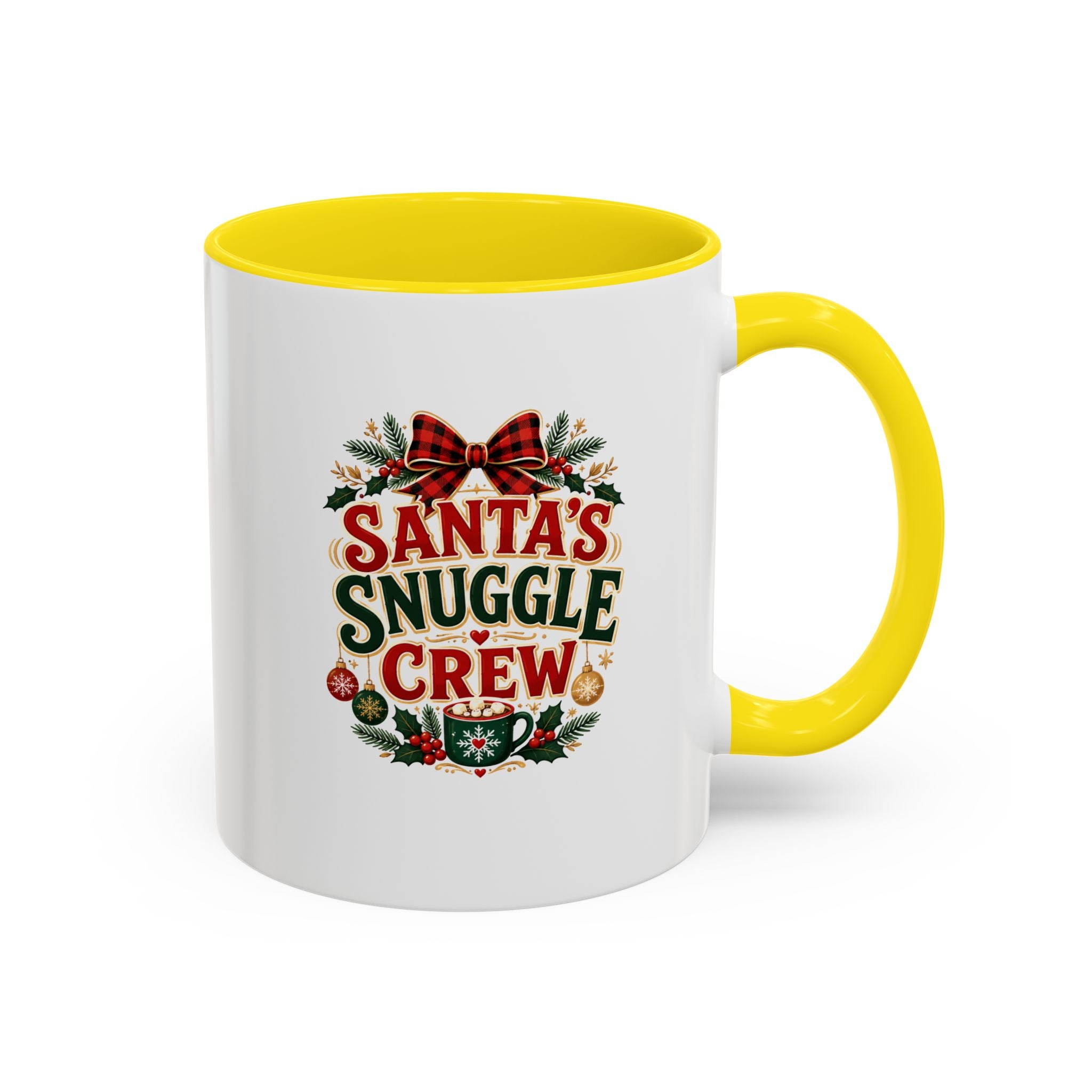 Santa’s Snuggle Crew Accent Coffee Mug — Holiday Christmas Cocoa Cup