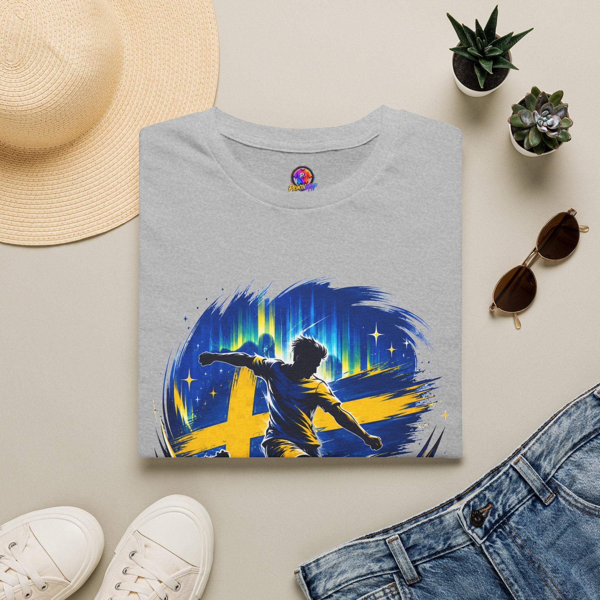Sweden Nordic Thunder Soccer T-Shirt — Sweden Football Fan Tee
