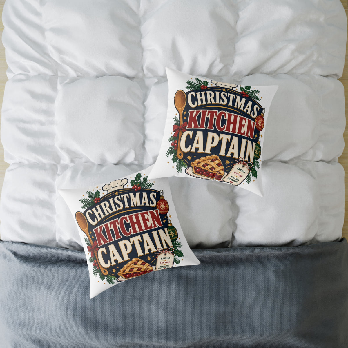 Christmas Kitchen Captain Modern Day Christmas Square Poly Canvas Pillow