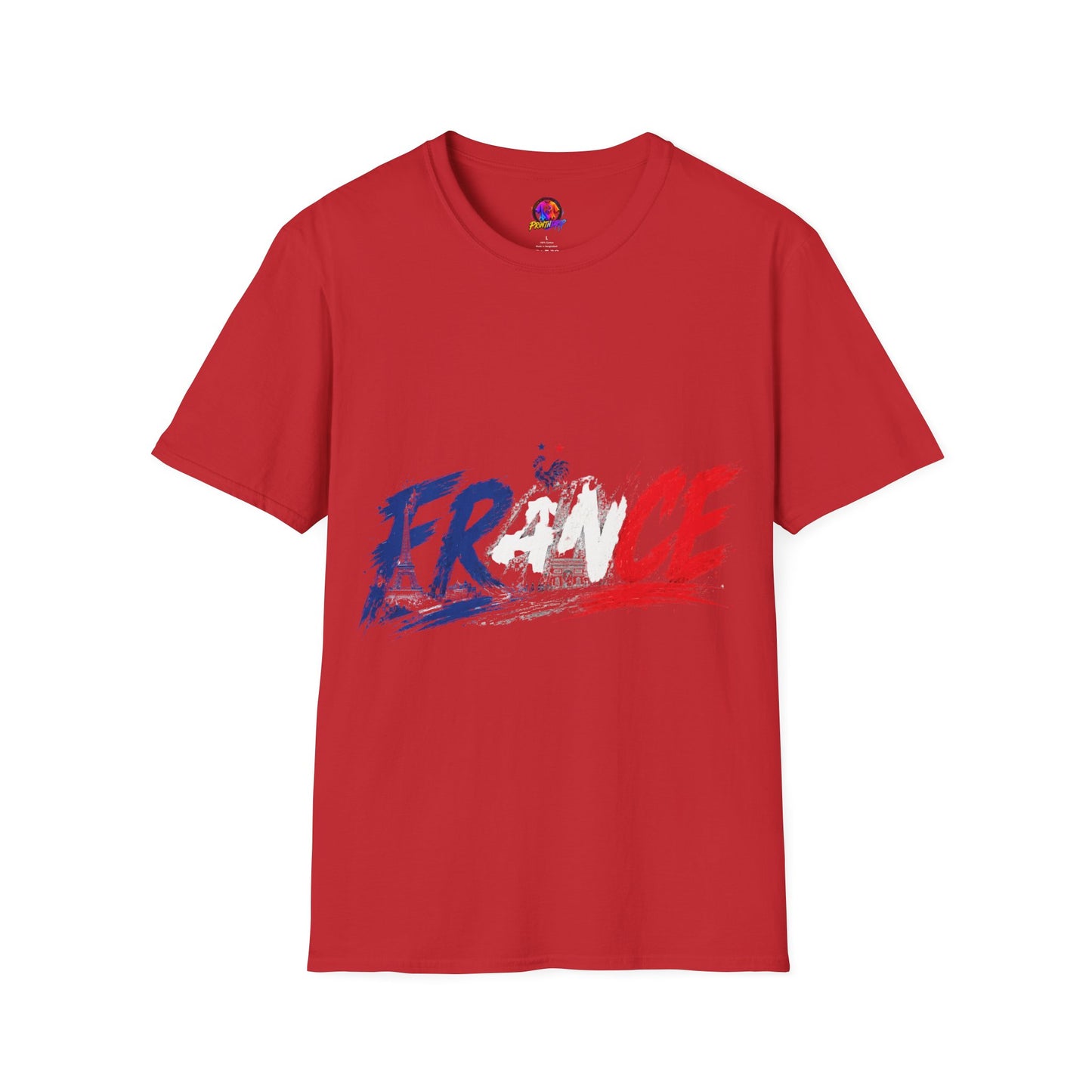 France Brushstroke Graphic T-Shirt — Tricolor Soccer/Travel Fan Tee