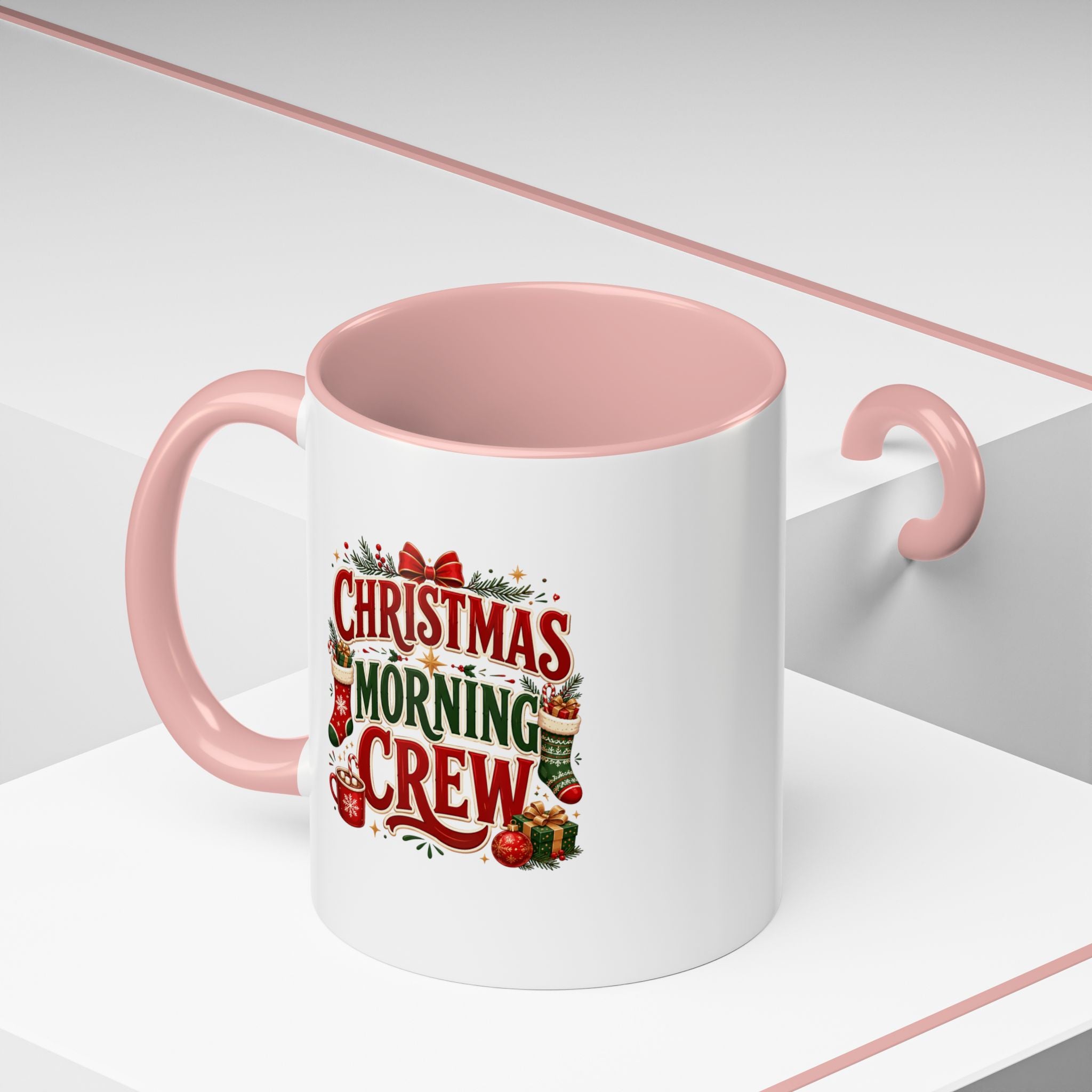 Christmas Morning Crew Accent Coffee Mug – Holiday Coffee Cup