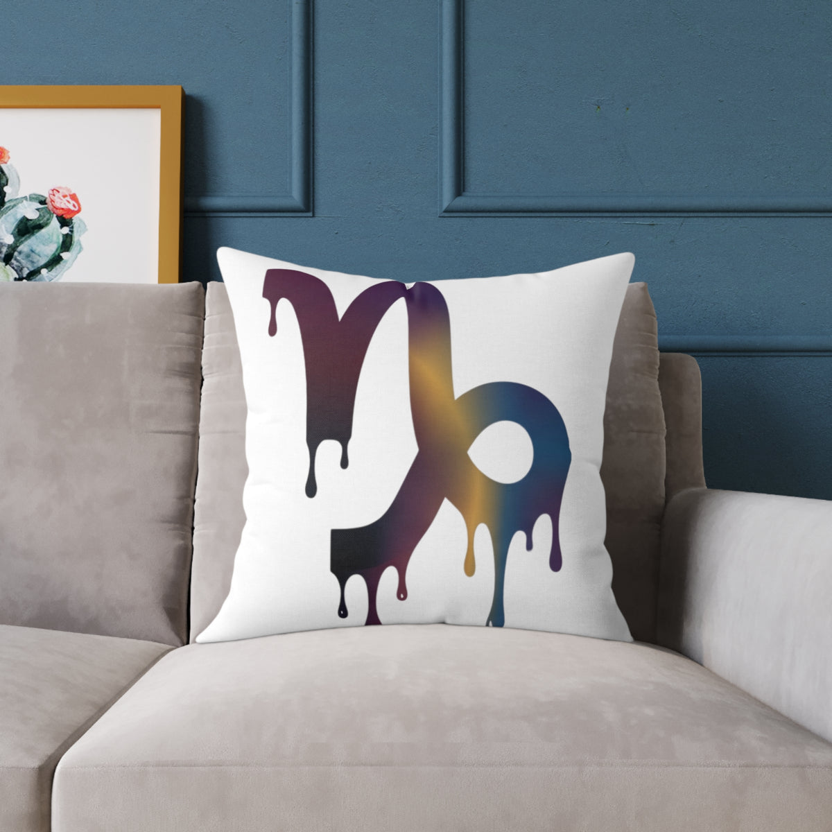Capricorn Drip Zodiac Pillow — Astrological Decorative Throw Cushion
