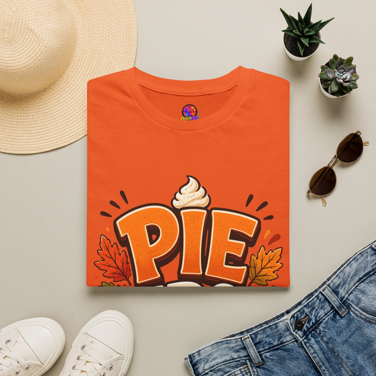 Thanksgiving T-Shirt Pie First T-Shirt — Funny Thanksgiving Pumpkin Pie Graphic Tee