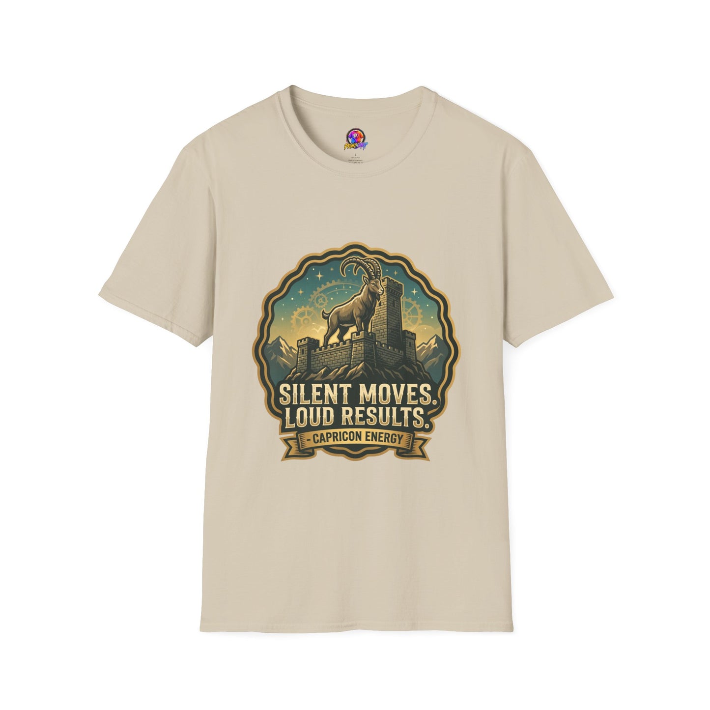 Silent Moves, Loud Results Goat Graphic Tee — Motivational Mountain Goat Shirt