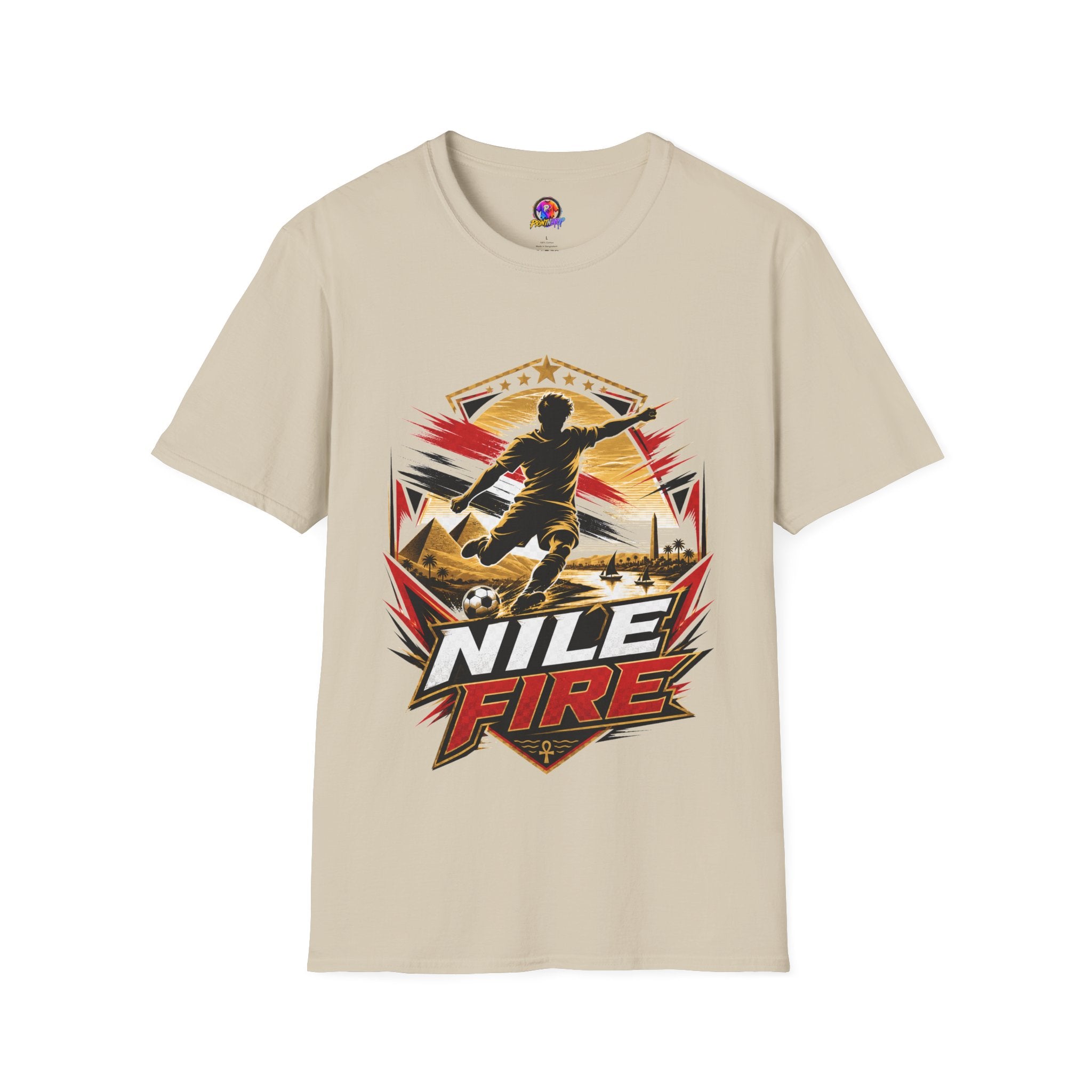 Egypt Soccer Player Nile Fire Graphic T-Shirt — Retro Athletic Team Tee