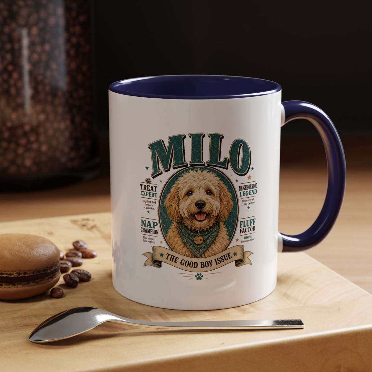 Milo Bailey Dog Dad Mom Milo Personalized Dog Coffee Mug — 'The Good Boy Issue' Accent