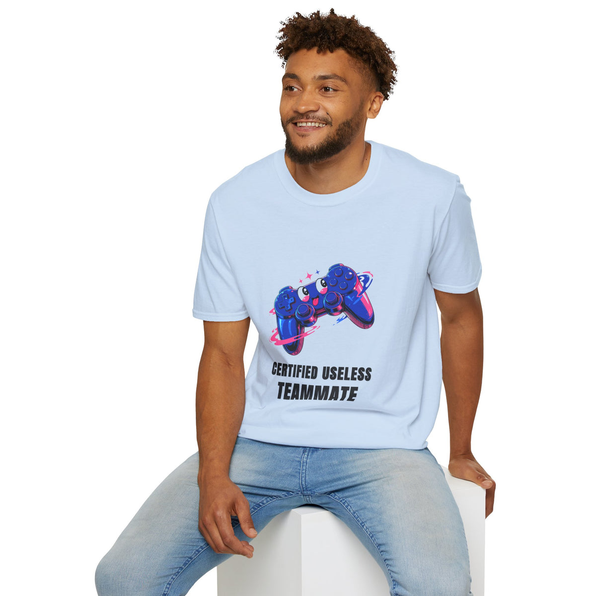 Certified Useless Teammate Gamer T-Shirt — Retro Neon Gamepad Tee - Trending Now - August 2026