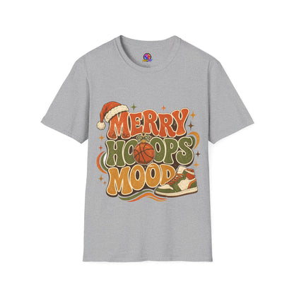 Merry Hoops Mood T-Shirt — Retro Holiday Basketball Christmas Tee