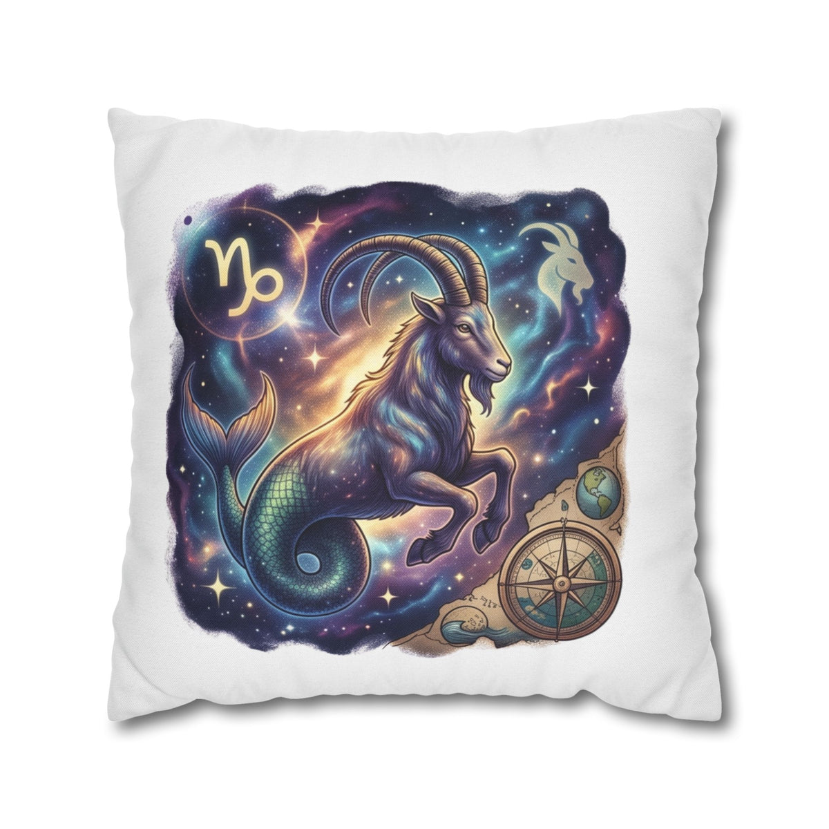 Capricorn Zodiac Throw Pillowcase — Mystical Goat Constellation Home Decor