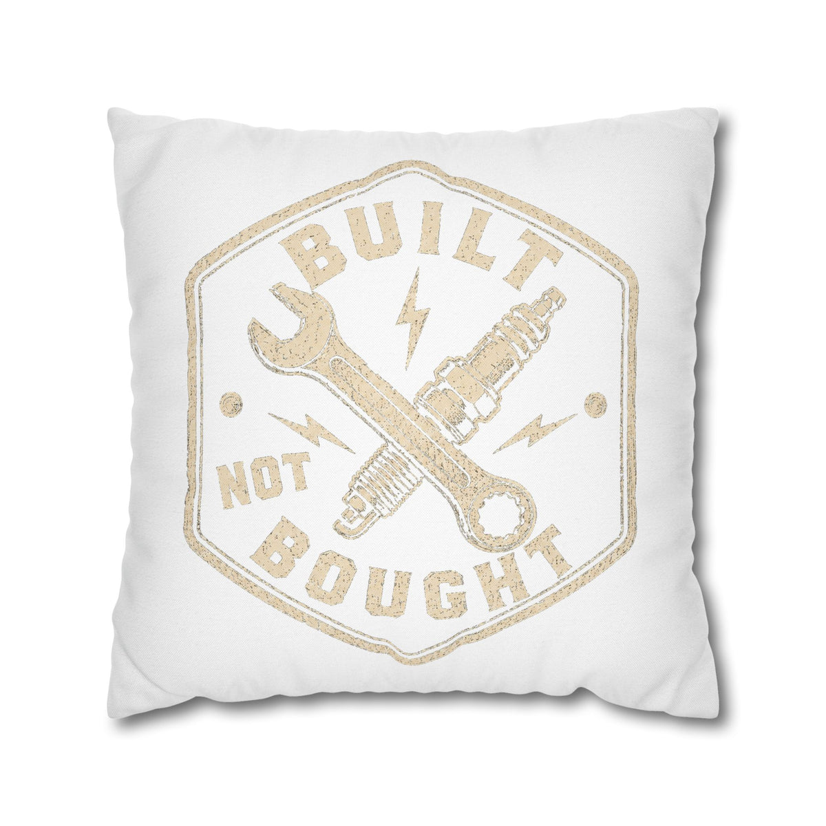 Built Not Bought Decorative Pillowcase –Milo Bailey Dog Dad Mom  Mechanic Wrench & Spark Plug Accent Cushion Cover