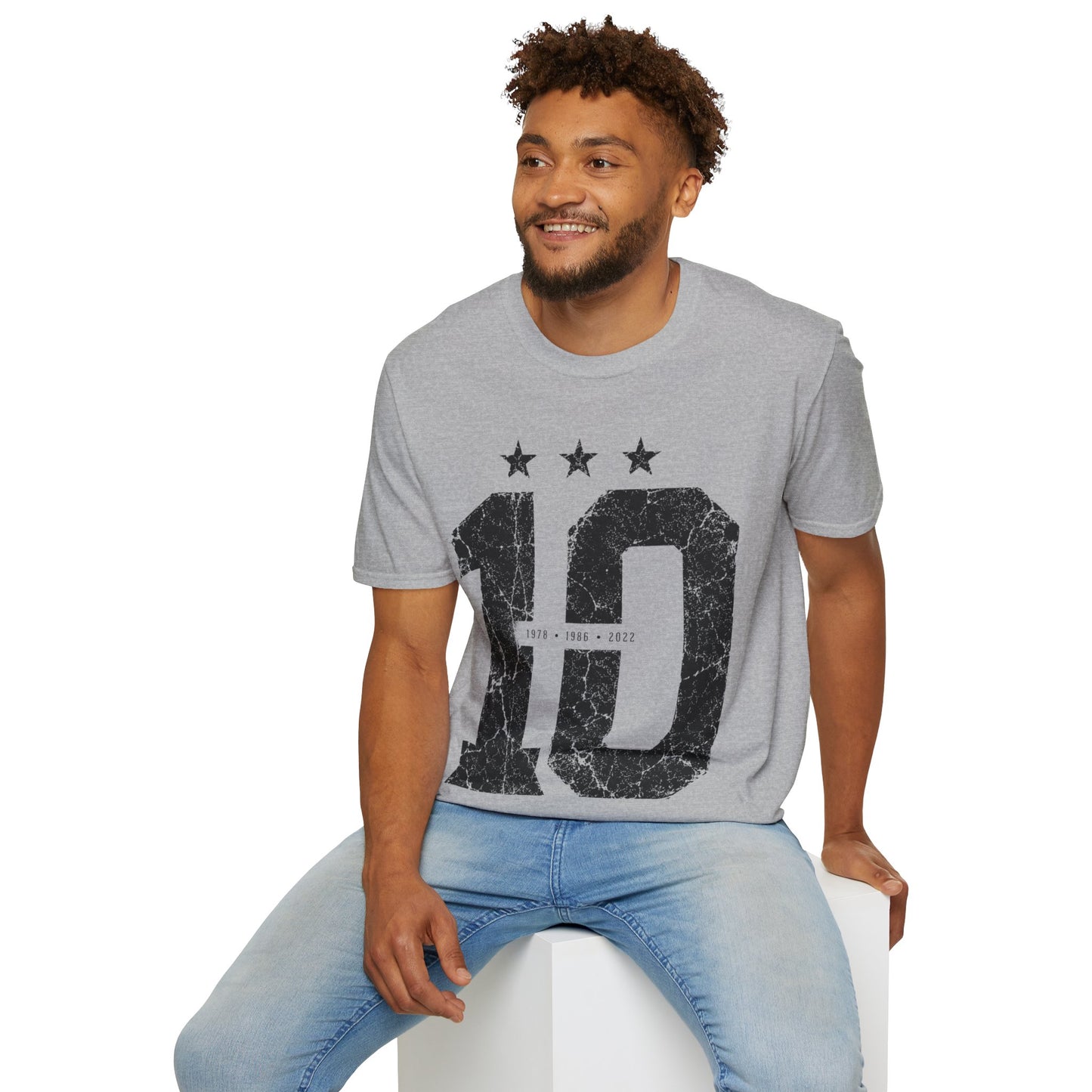 Vintage Argentina Worldcup winning No. 10 Jersey T-Shirt — Distressed Number Tee with Three Stars
