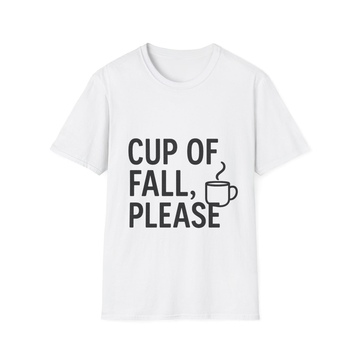 "Cup Of Fall Please" Minimalist Coffee Graphic Tee - Cozy Autumn Quote White T-Shirt - Trending Now - September 2026