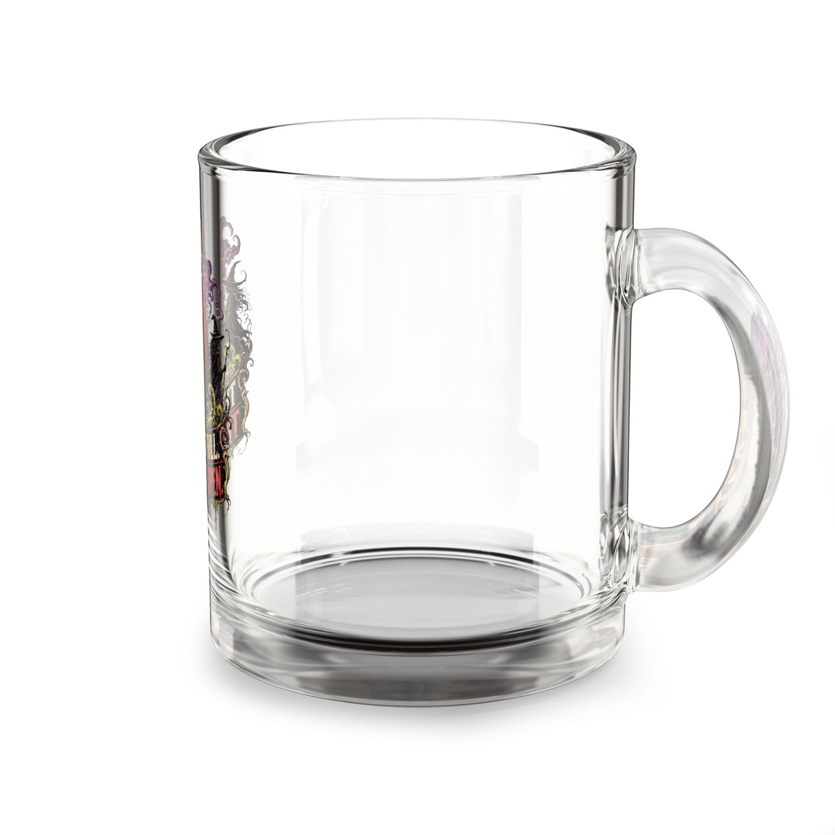 Halloween Glass Mug 10 oz  Glass Mug — Halloween Pumpkin Door Illustration, "The Moon Is Full, The Door Is Open" 10oz