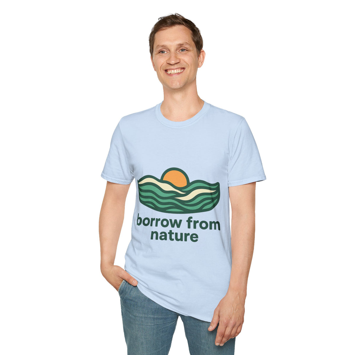 Borrow From Nature T-Shirt — Retro Sunset Eco Graphic Tee - Trending Now - September 2026