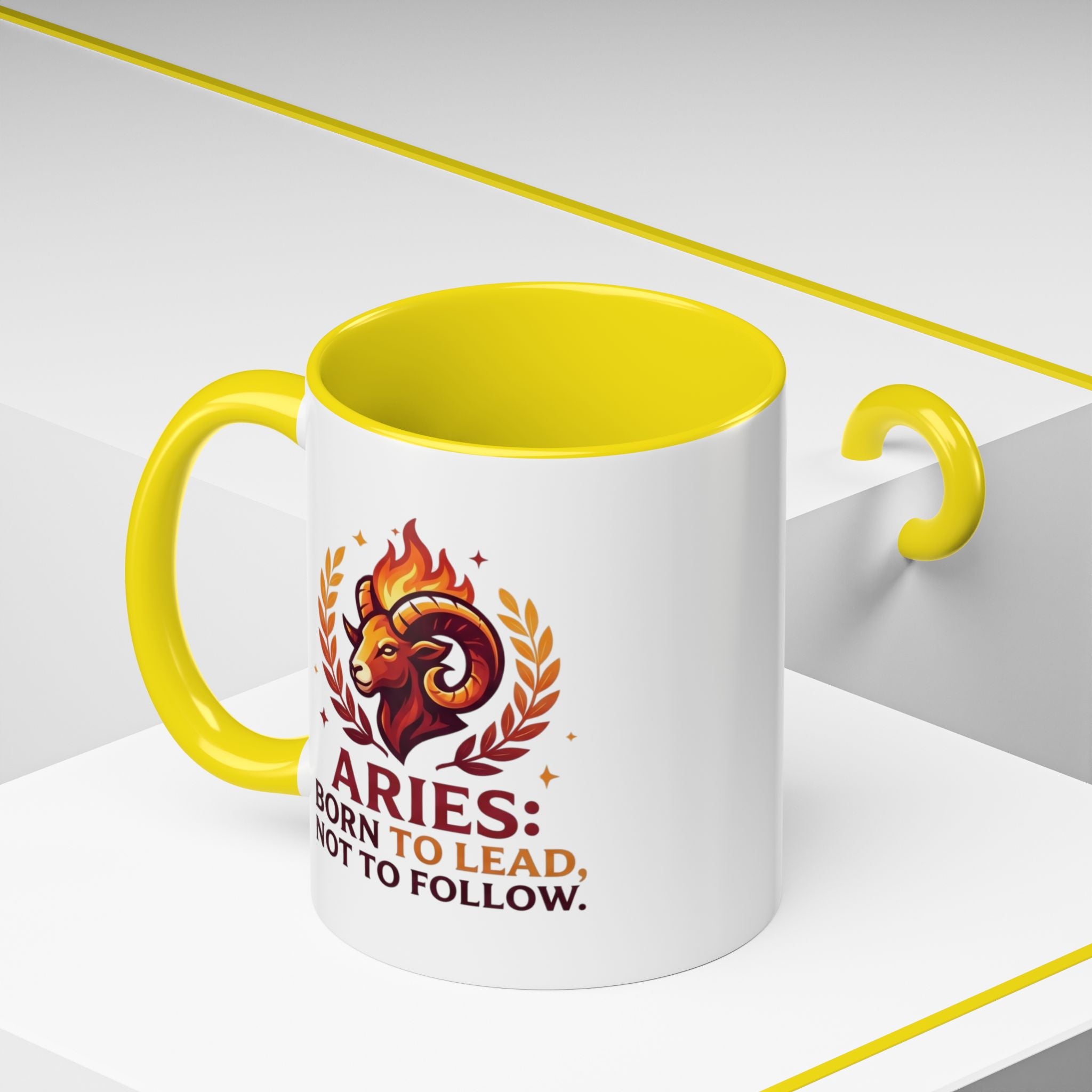 Aries Coffee Mug — "Aries: Born to Lead, Not to Follow" Zodiac Astrology Gift