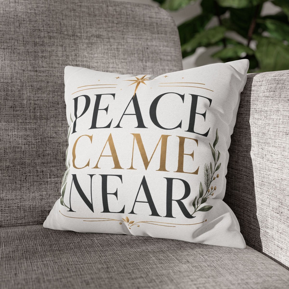Christmas Peace Came Near Square Pillow — Christmas Holiday Decorative Throw Pillowcase