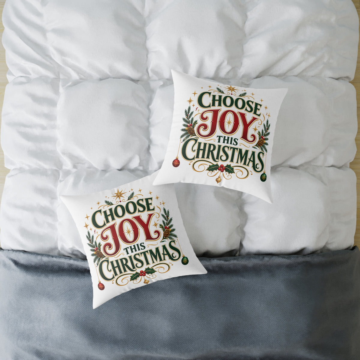 Choose Joy This Christmas Square Poly Canvas Pillow
