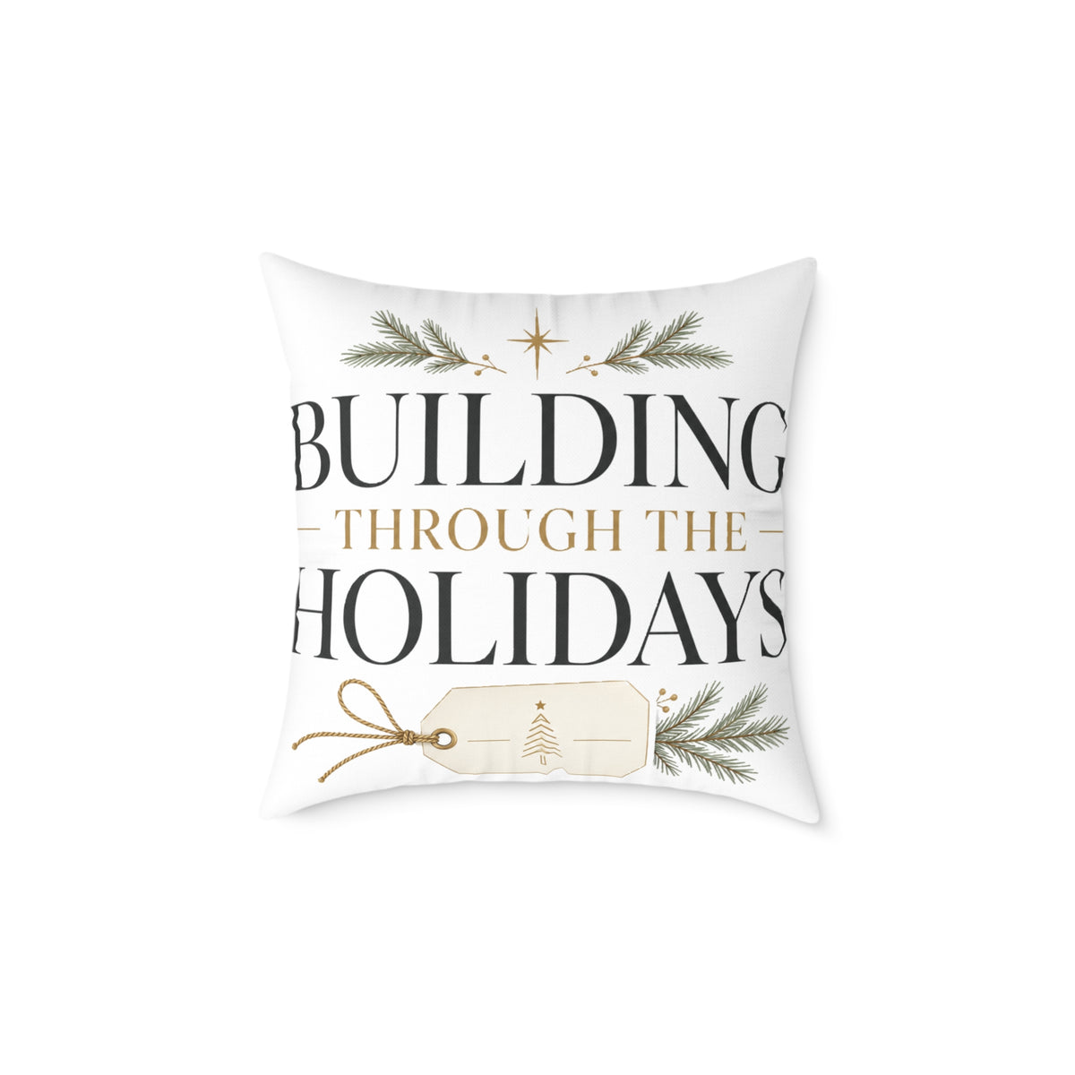 Christmas Holiday Building Through the Holidays Square Pillow — Christmas Decorative Throw Pillow