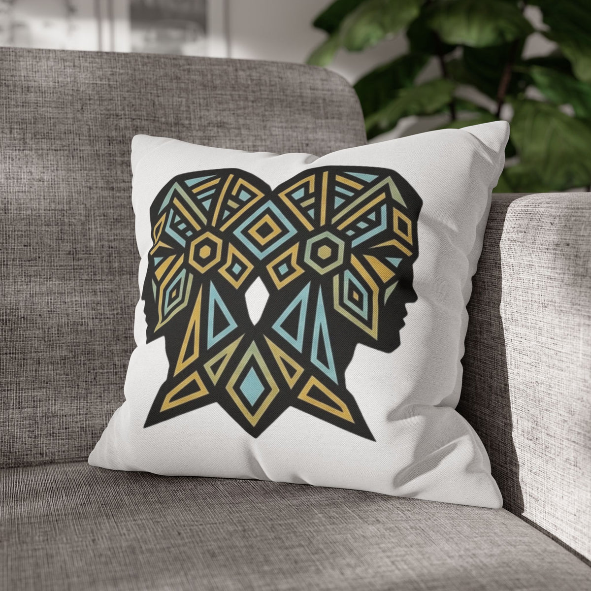 Gemini Geometric Twin Silhouette Decorative Pillowcase