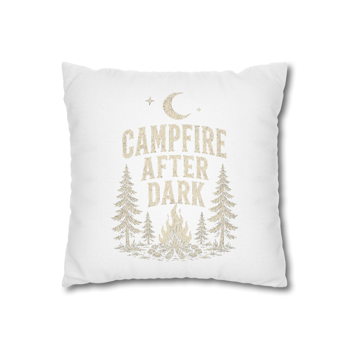 Campfire After Dark Decorative Pillowcase Milo Bailey Dog Dad Mom — Cozy Rustic Camping Throw Pillow