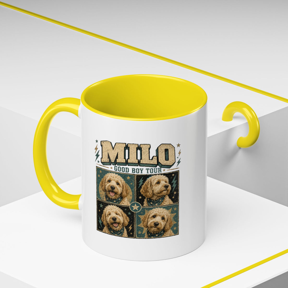 Milo Bailey Dog Dad Mom Personalized Dog Mug — "Milo: Good Boy Tour" Photo Accent Coffee Mug