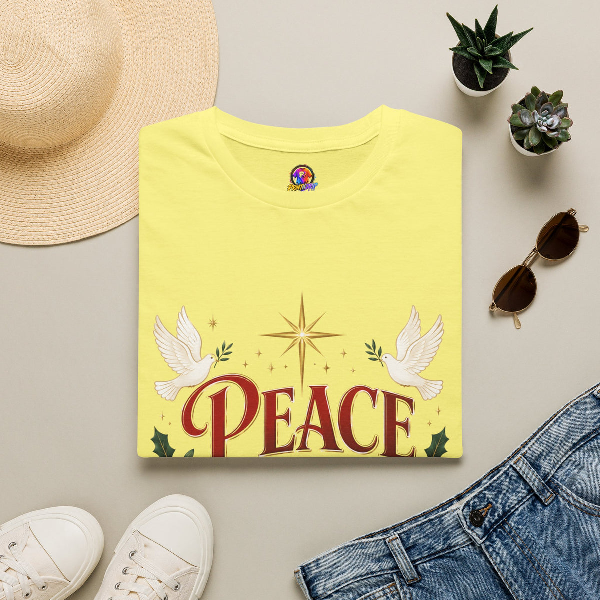 Peace on Earth T-Shirt — Holiday Dove & Star Christmas Tee