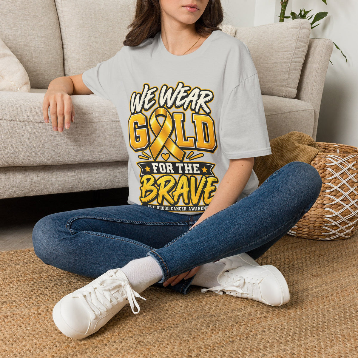 Childhood Cancer Awareness T-Shirt — "We Wear Gold For The Brave"