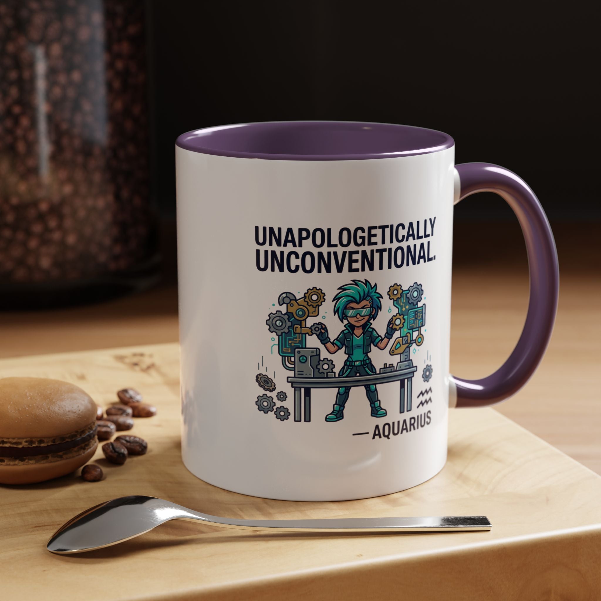 Aquarius Coffee Mug - "Unapologetically Unconventional" Zodiac Accent Mug 11oz