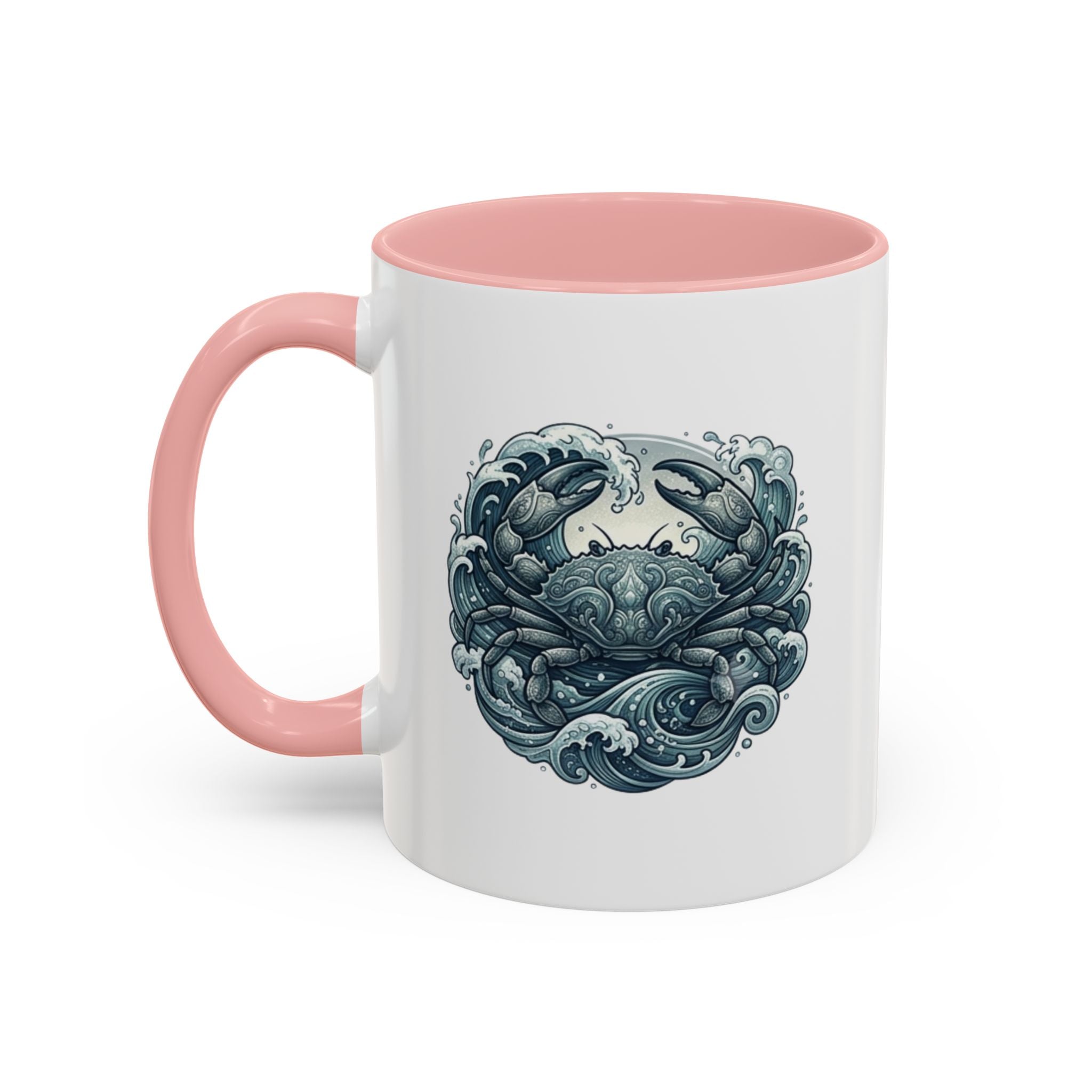 Crab Wave Accent Coffee Mug — Nautical Ocean Art