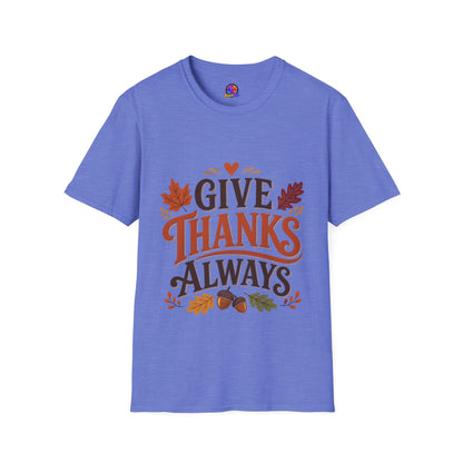 Give Thanks Always Tee — Thanksgiving Fall Leaves Gratitude T-Shirt