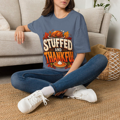 Thanksgiving T-Shirt — "Stuffed and Thankful" Turkey Design