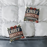 Modern Day Christmas Chief Christmas Coordinator Square Poly Canvas Pillow