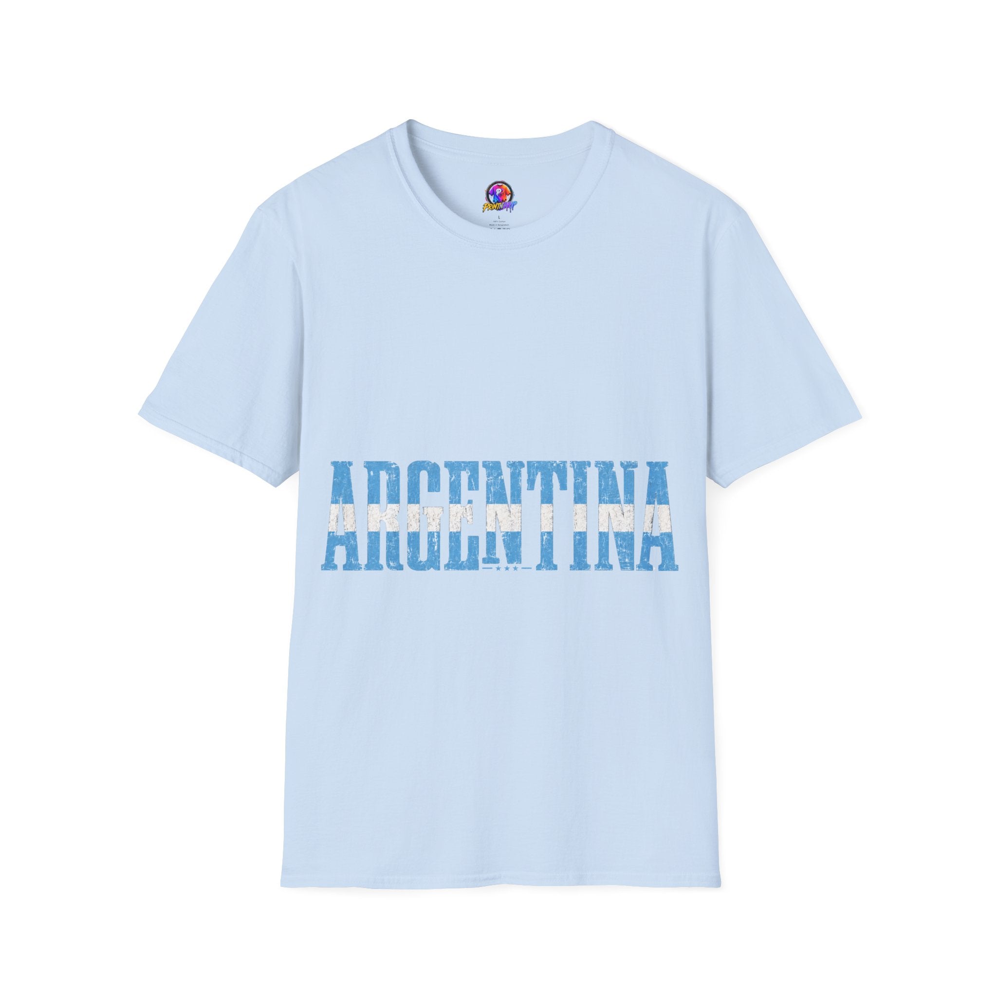 Argentina Stencil Tee — Horizontal Blue Text Argentina T-Shirt