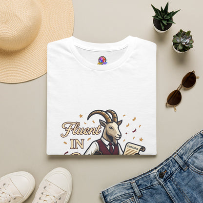 Capricorn Goat Graphic T-Shirt — "Fluent in Sarcasm & Success" Zodiac Tee