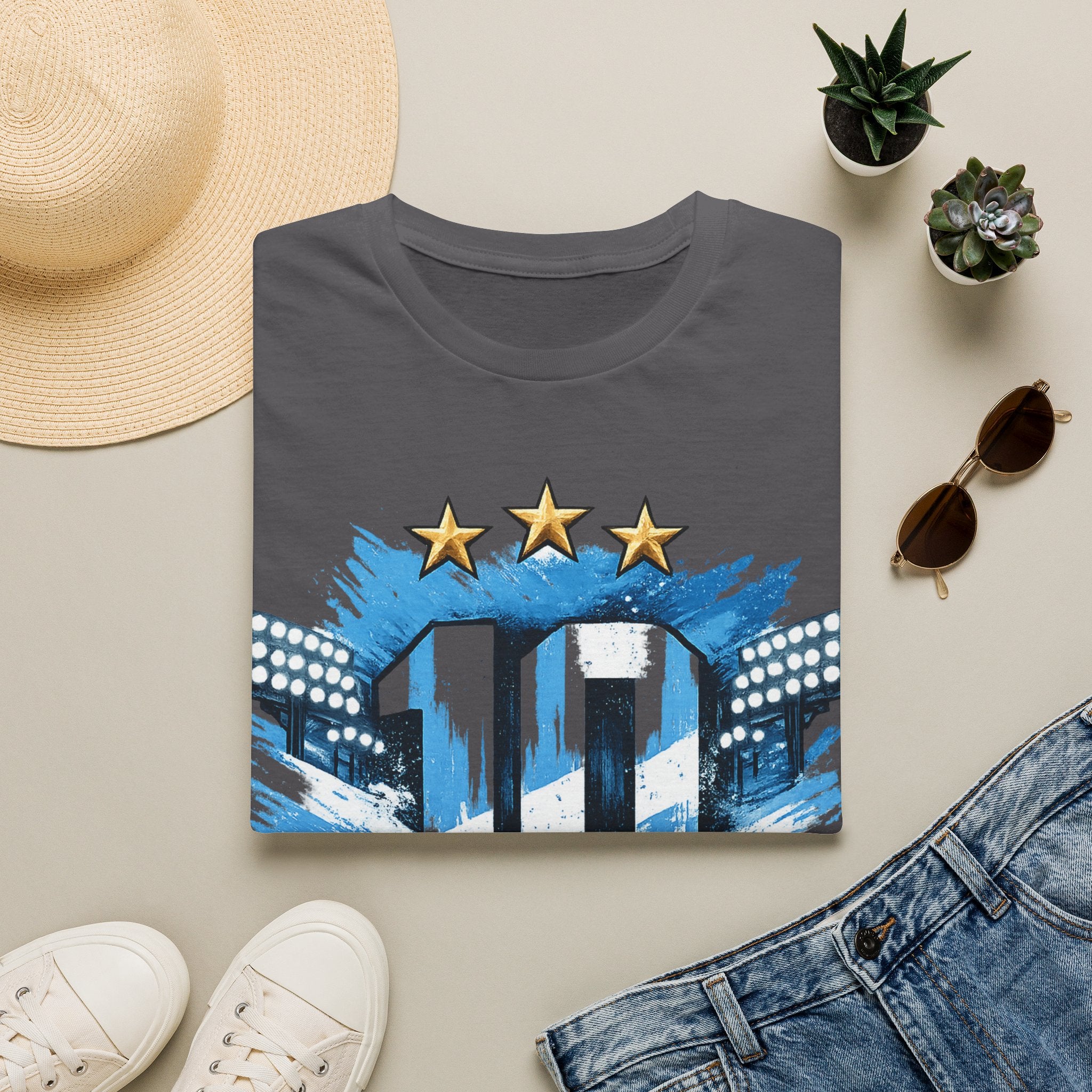 Argentina Soccer Fan T-Shirt — 'La Nuestra' #10 Jersey Design