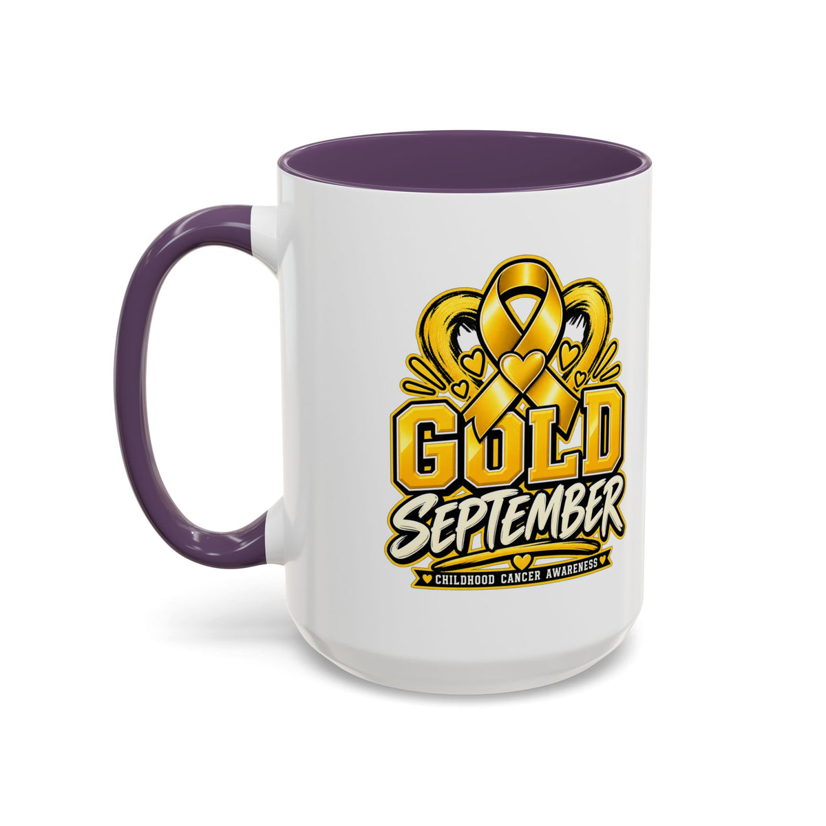 Gold September Coffee Mug — Childhood Cancer Awareness Accent Mug (11/15oz)