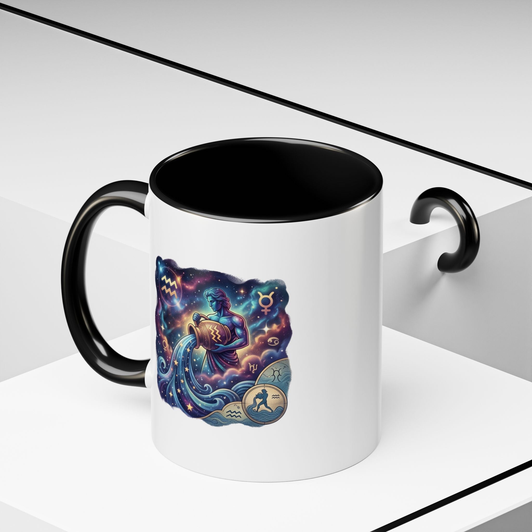Aquarius Zodiac Coffee Mug — Celestial Water Bearer Accent Mug