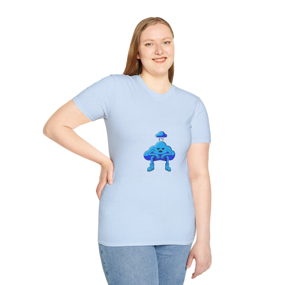 Sad Cloud Graphic T-Shirt — Cute Blue Cloud Illustration Tee - Trending Now - September 2026